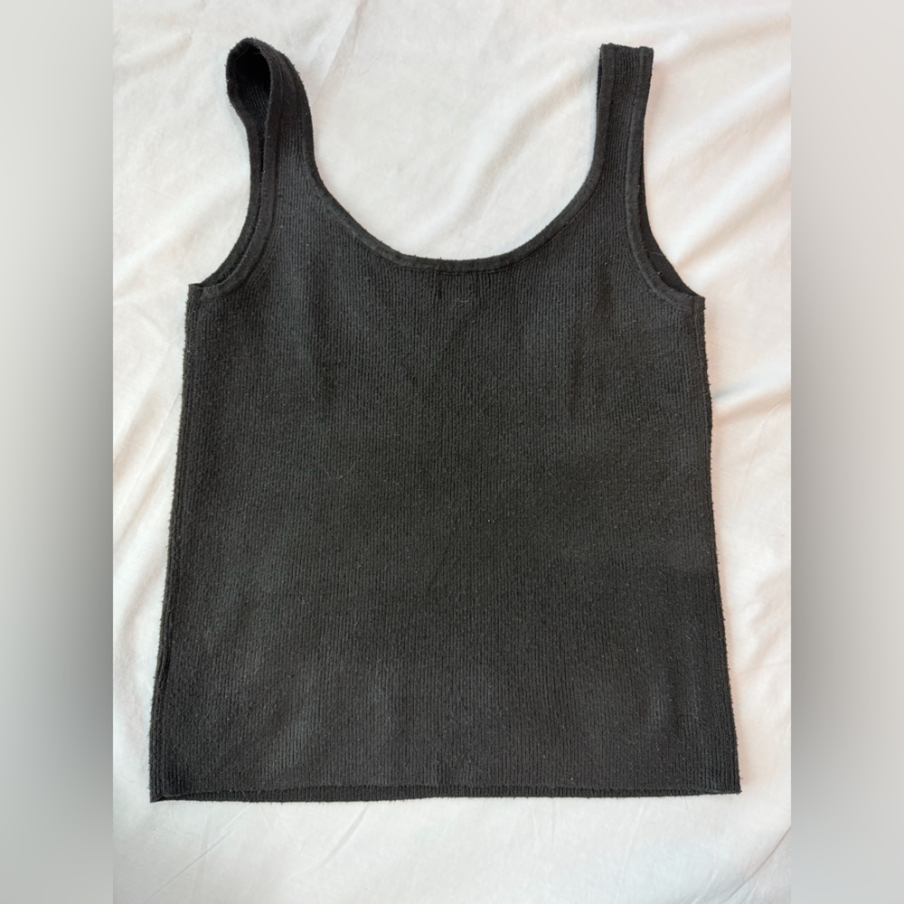 Black Fitted Ribbed Sweater Tank Top | Medium | A New Day - Picture 2 of 8